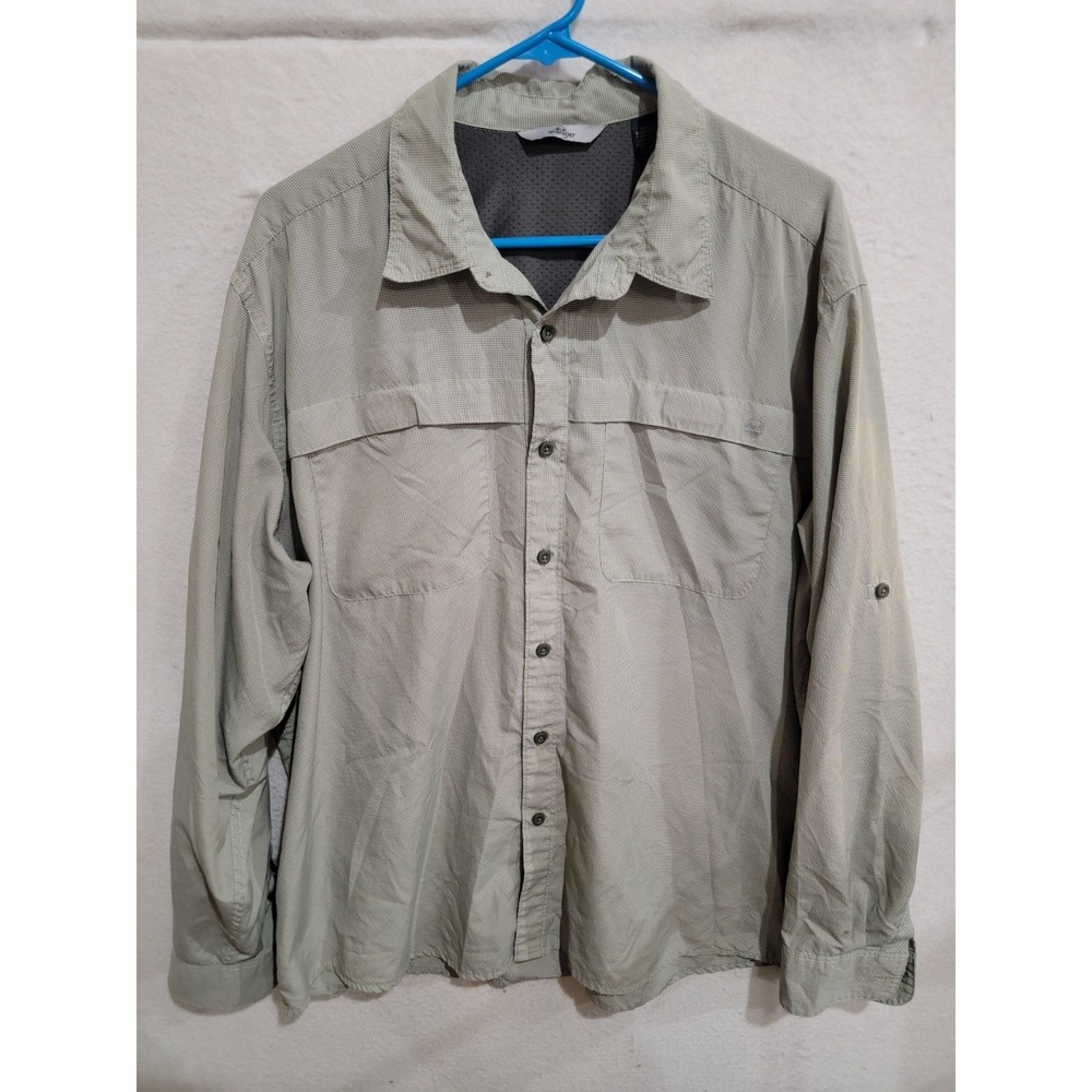 Wrangler Shirt XL Brown Micro Check Long Sleeve Performance Outdoor Button Up XL